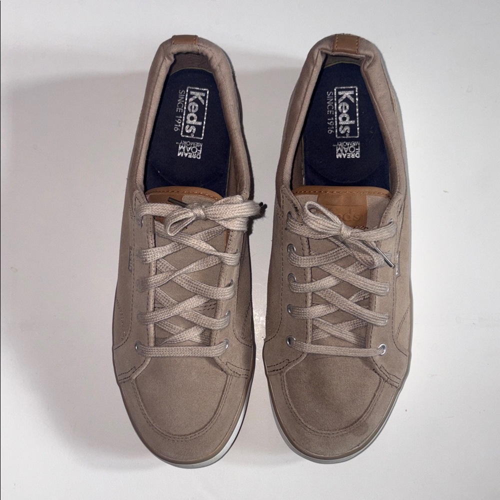Keds Women’s Taupe Suede Low-Top Sneakers Shoes Size 9 - Picture 2 of 11